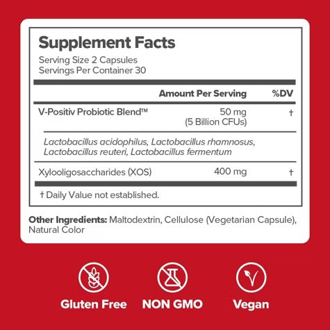Probiótico vaginal vegano O Positiv URO para mujeres, que favorece la salud vaginal, el olor vaginal, el pH y el equilibrio de levaduras (60 cápsulas)