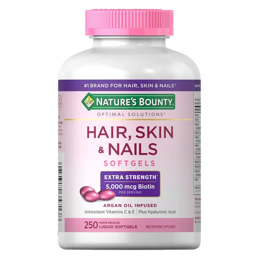 Nature's Bounty Hair, Skin and Nails, 250 Softgels. El equilibrio adecuado de nutrientes para ayudar a mantener el cabello brillante, las uñas sanas y la piel vibrante.