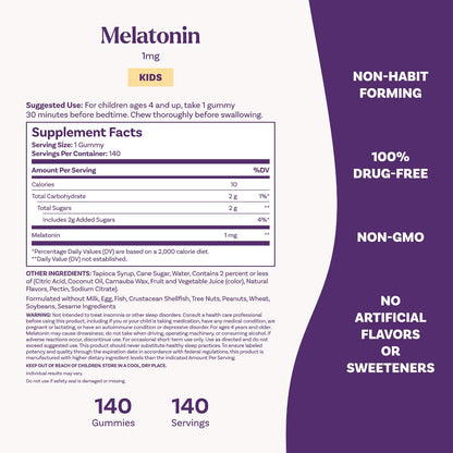 Natrol Kids' Melatonin 1mg Sleep Aid Gummies - Raspberry - 140ct