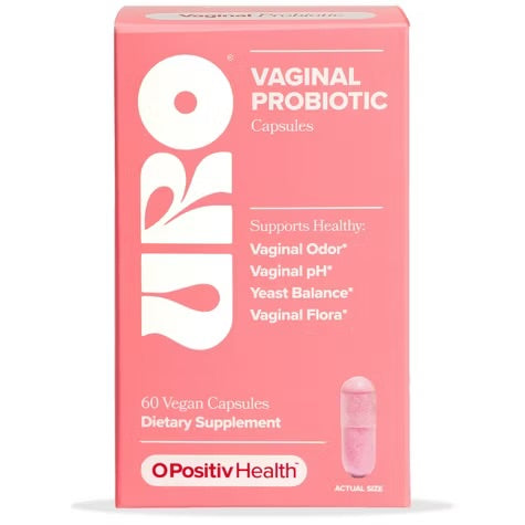 Probiótico vaginal vegano O Positiv URO para mujeres, que favorece la salud vaginal, el olor vaginal, el pH y el equilibrio de levaduras (60 cápsulas)