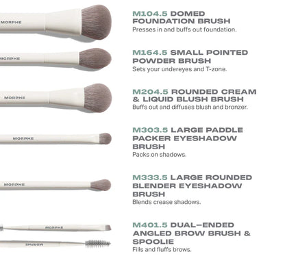 MORPHE JUNTO CON EL JUEGO DE CEPILLOS DE VIAJE GLIDE DE 6 PIEZAS