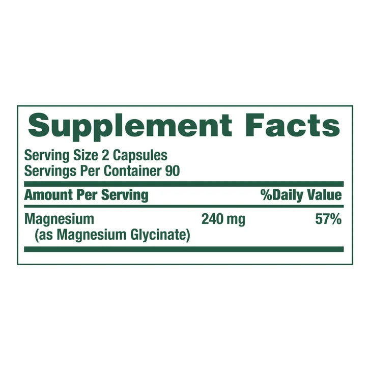 Nature's Bounty Magnesium Glycinate 240 mg, 180 Capsules
