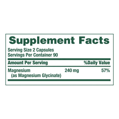 Nature's Bounty Magnesium Glycinate 240 mg, 180 Capsules