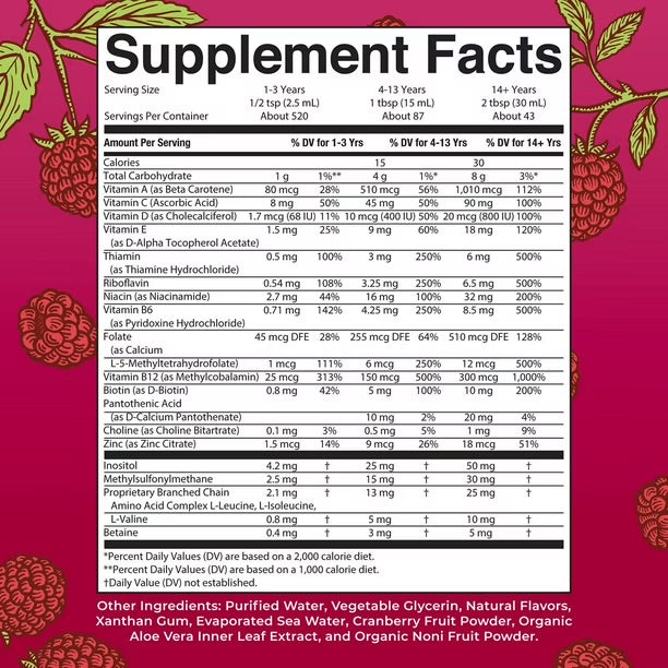 MaryRuth Multivitamínico vegano líquido matutino de - Frambuesa    El que lo inició todo! Apoya las necesidades de nutrientes de tu cuerpo, todo sin pastillas difíciles de tomar.
