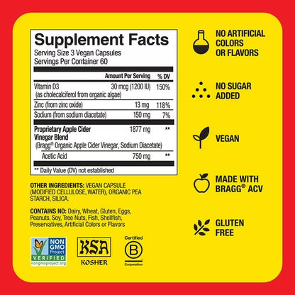 Bragg vinagre de sidra de manzana.                                         El suplemento de vinagre de sidra de manzana ofrece beneficios inmunológicos