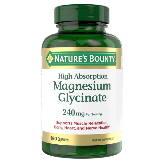 Nature's Bounty Magnesium Glycinate 240 mg, 180 Capsules