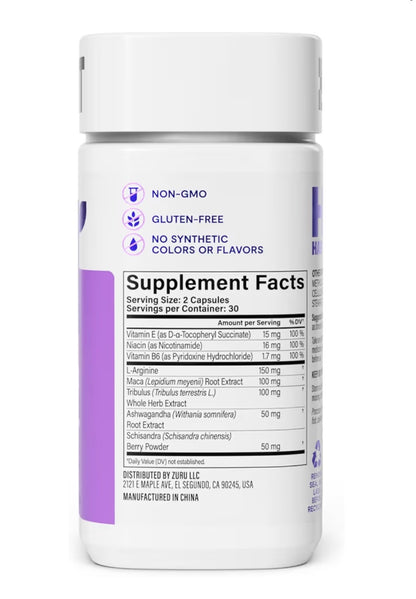 LIBIDO Mezcla afrodisíaca natural con maca, Ashwagandha L-Arginina, apoya la energía y el rendimiento, vegano, sin OMG