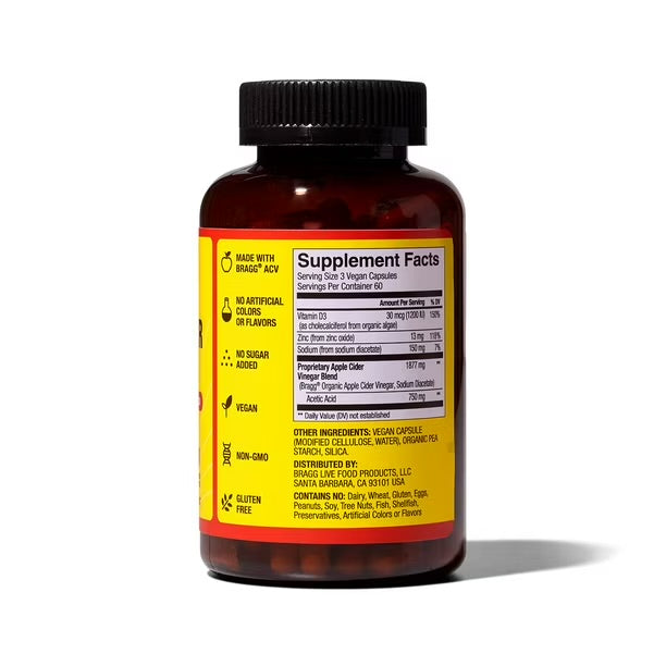 Bragg vinagre de sidra de manzana.                                         El suplemento de vinagre de sidra de manzana ofrece beneficios inmunológicos