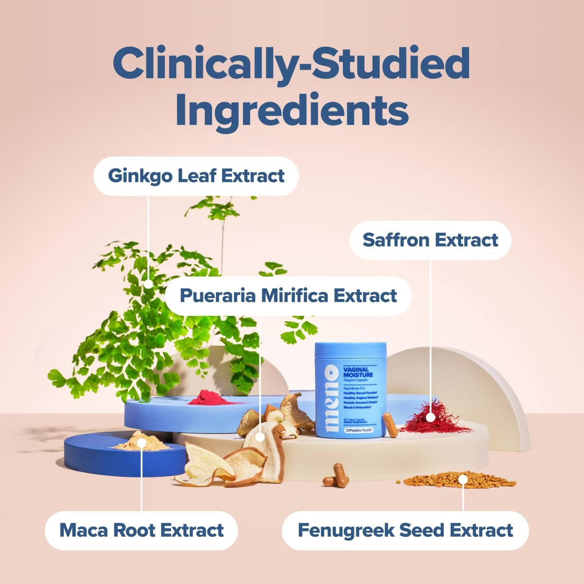 O Positiv MENO Cápsulas veganas de hidratación vaginal - 60 unidades APOYO A LA SALUD SEXUAL PARA MUJERES Formulado para mujeres que experimentan sequedad vaginal, ya sea en la perimenopausia, la menopausia o todavía menstruando.