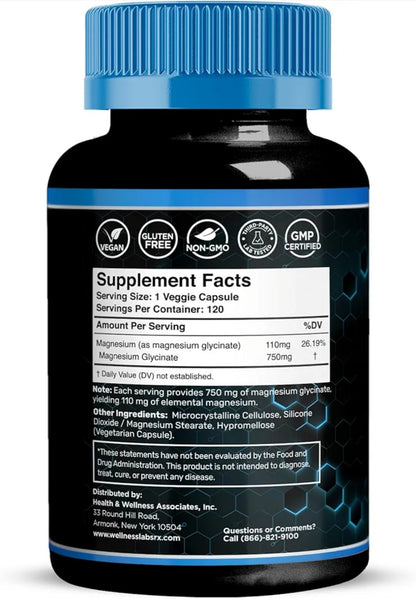 Wellness LabsRx Magnesium Glycinate 750mg