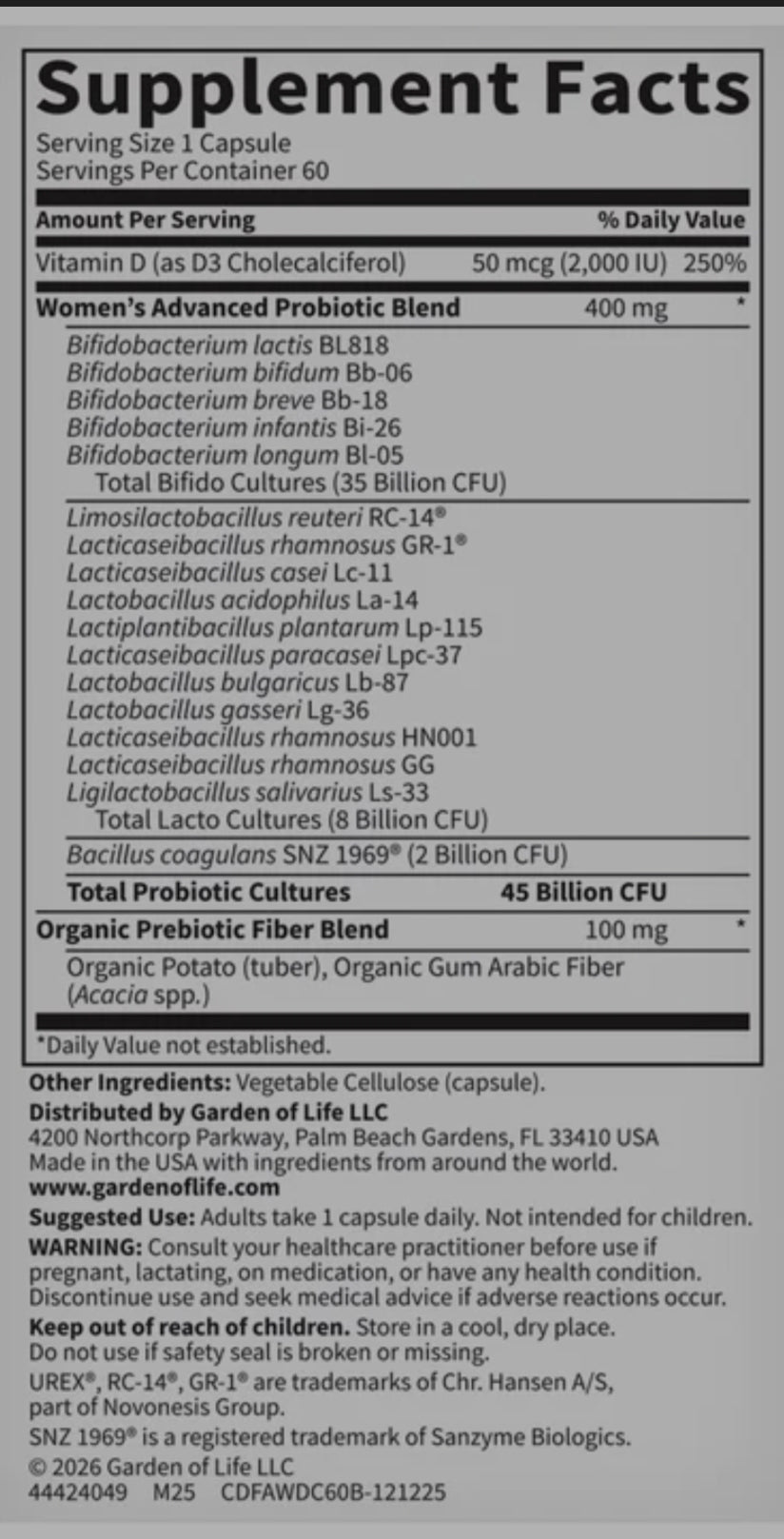 Garden of Life Dr. Formulated Probiotics Women's Daily Care