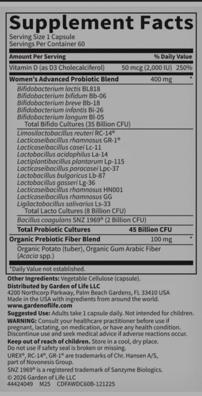 Garden of Life Dr. Formulated Probiotics Women's Daily Care