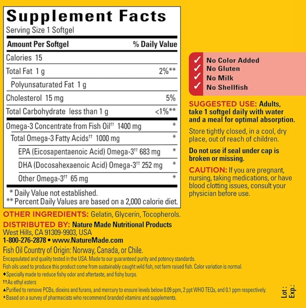 Nature Made Ultra Omega-3 de Aceite de Pescado 1400mg