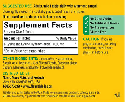 Nature Made L-Lysine 1000mg