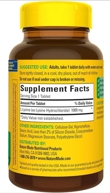 Nature Made L-Lysine 1000mg