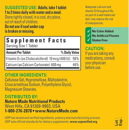Nature Made Calcium 600mg con D3