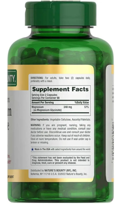 Nature's Bounty High Absorption Magnesium Glycinate 240mg
