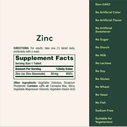 Nature's Bounty Zinc 50mg (400 Tabletas)