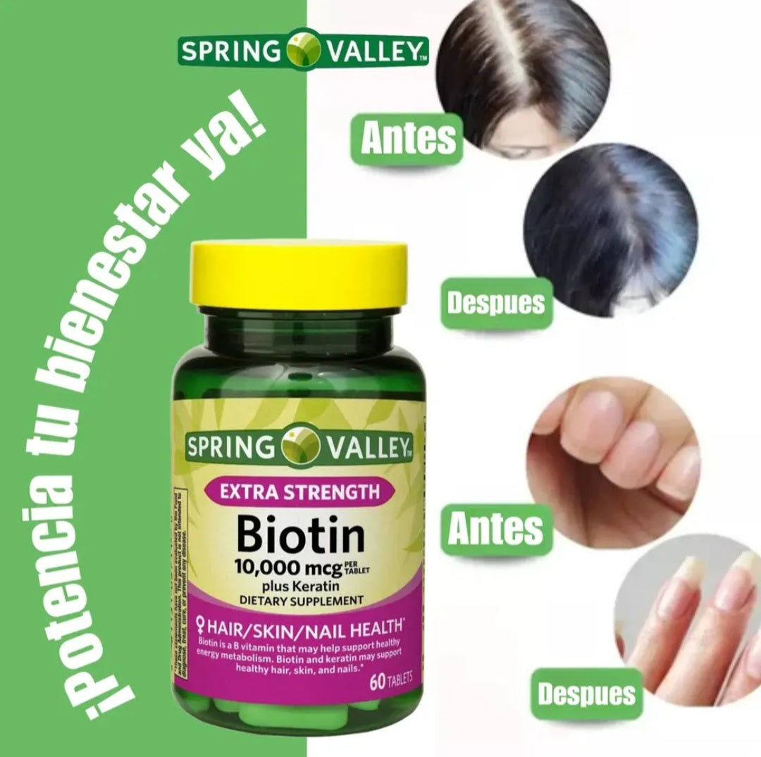 Spring Valley Extra Strength Biotin con Queratina