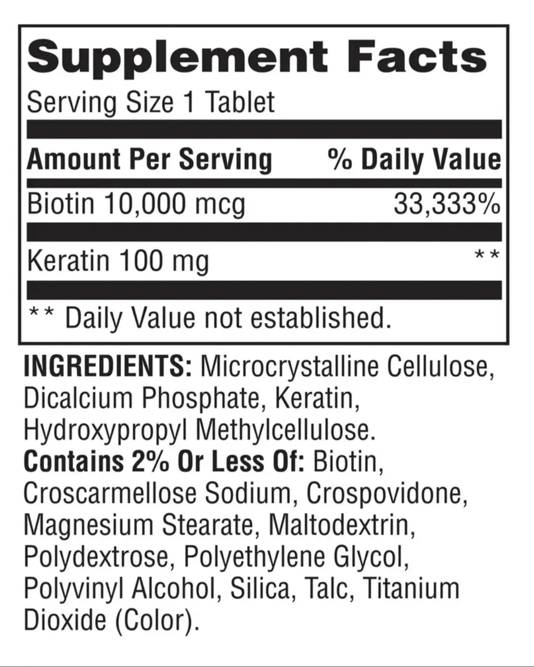 Spring Valley Extra Strength Biotin con Queratina