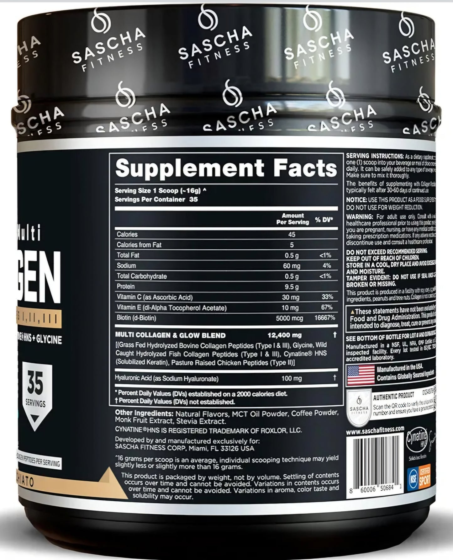 Hydrolyzed Multi Collagen Sascha Fitness - Caramel Macchiato