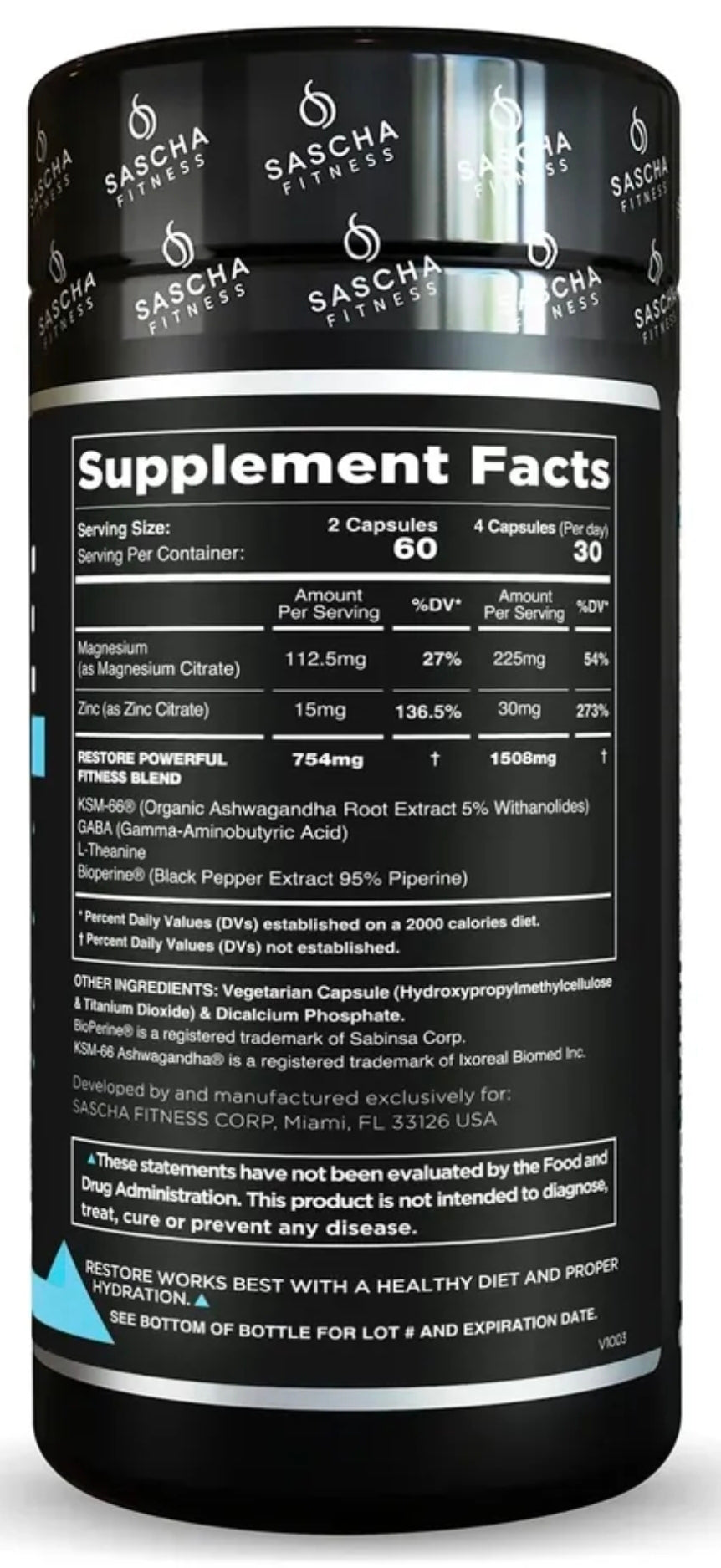 RESTORE Cortisol Night Support Sascha Fitness