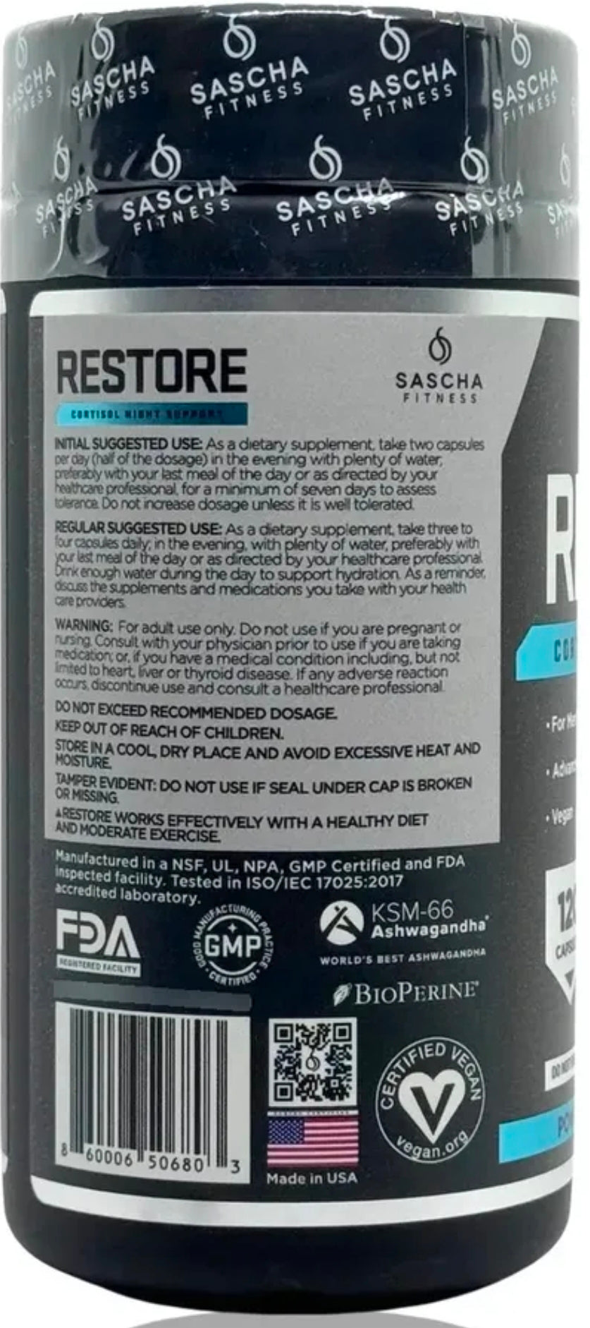 RESTORE Cortisol Night Support Sascha Fitness