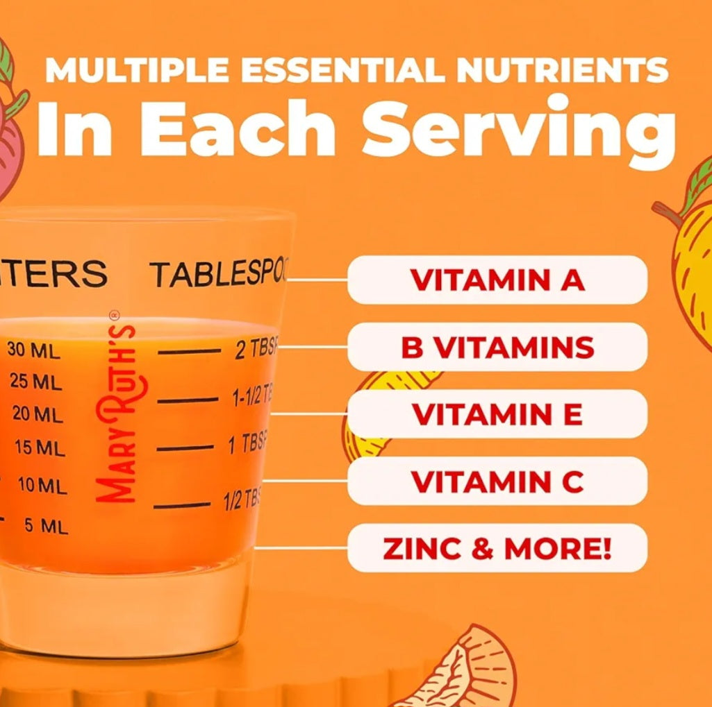 MaryRuth's Liquid Morning Multivitamin + Hair Growth (Peach Mango)