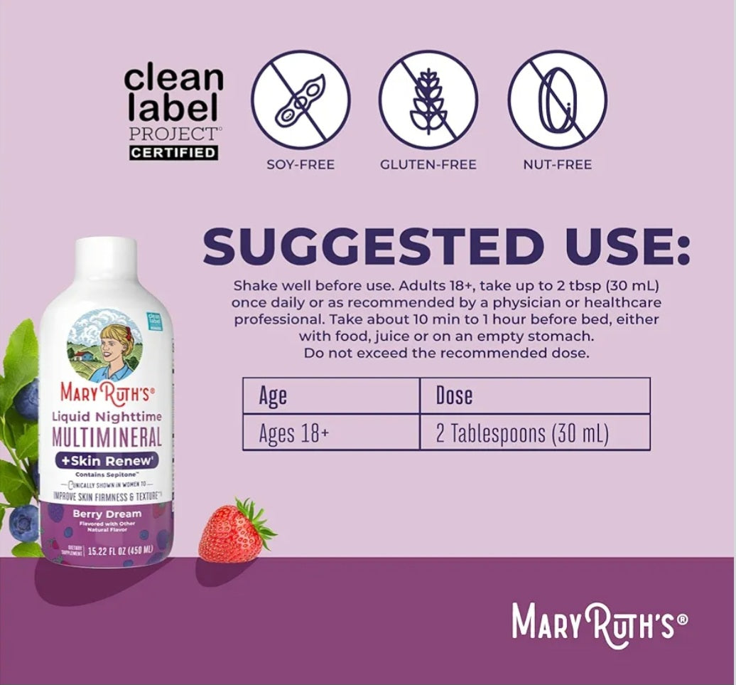 MaryRuth's Liquid Nighttime Multimineral + Skin Renew