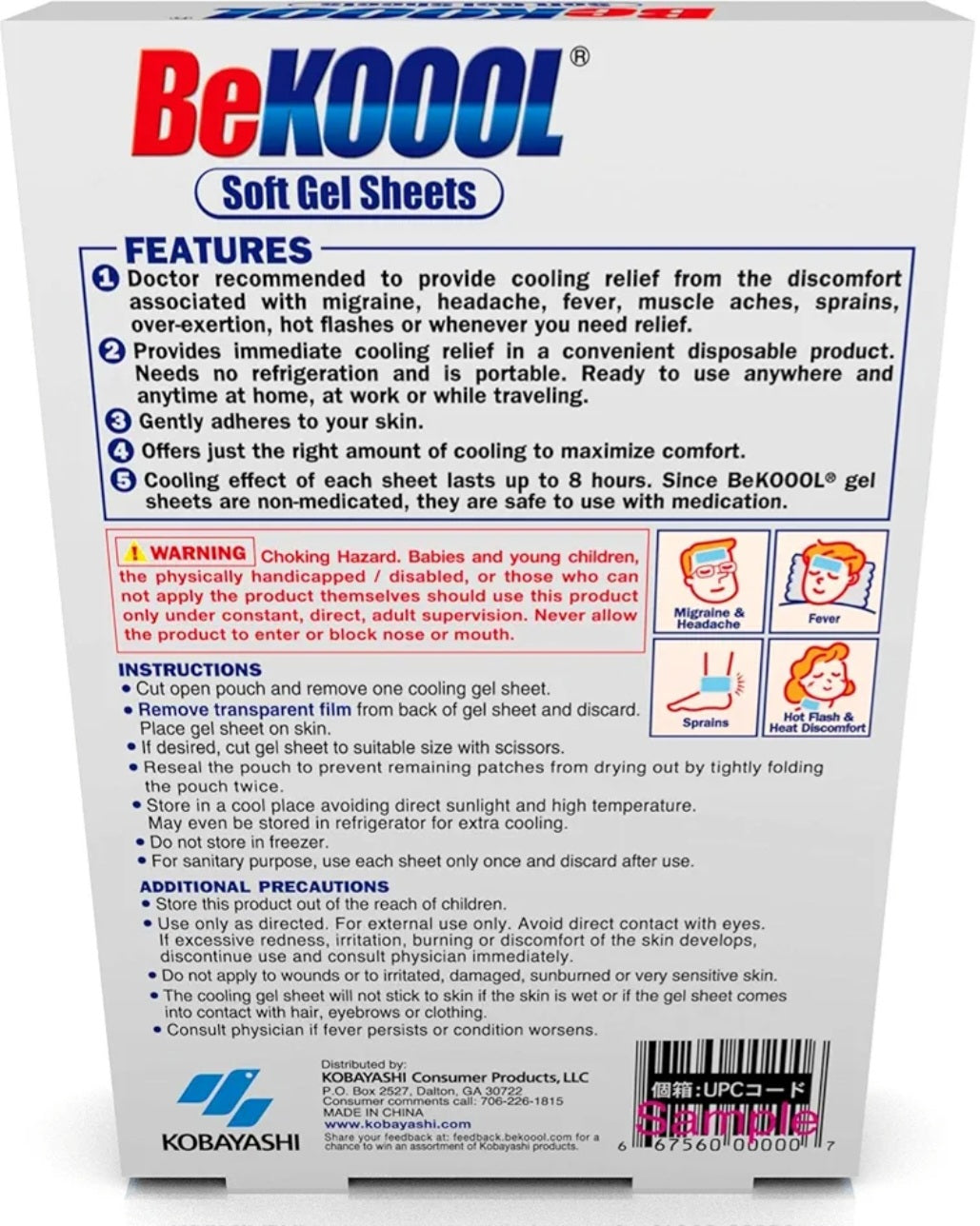 BeKOOOL Cooling Gel Sheets Migraine & Fever