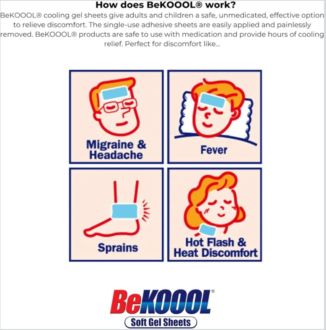 BeKOOOL Cooling Gel Sheets Migraine & Fever
