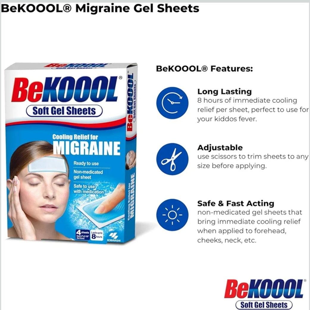 BeKOOOL Cooling Gel Sheets Migraine & Fever